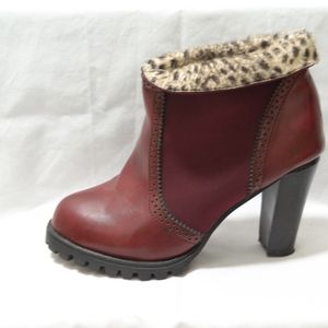 Leopard Wine Booties